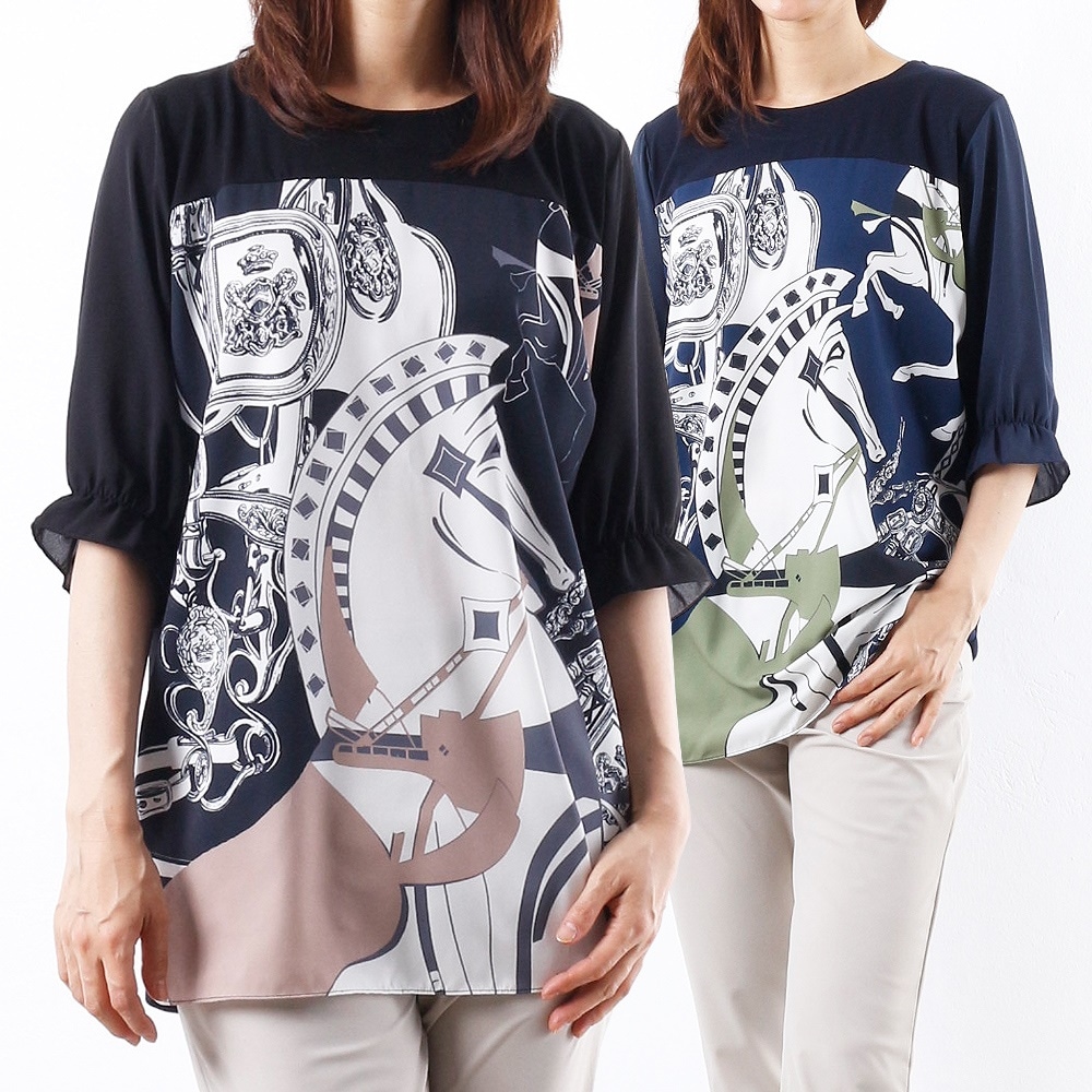 韓国ファッション大きいサイズOLエレガンスブラウス（2035H807）ビッグ女性服ロングルーズフィット korea fashion bigsize