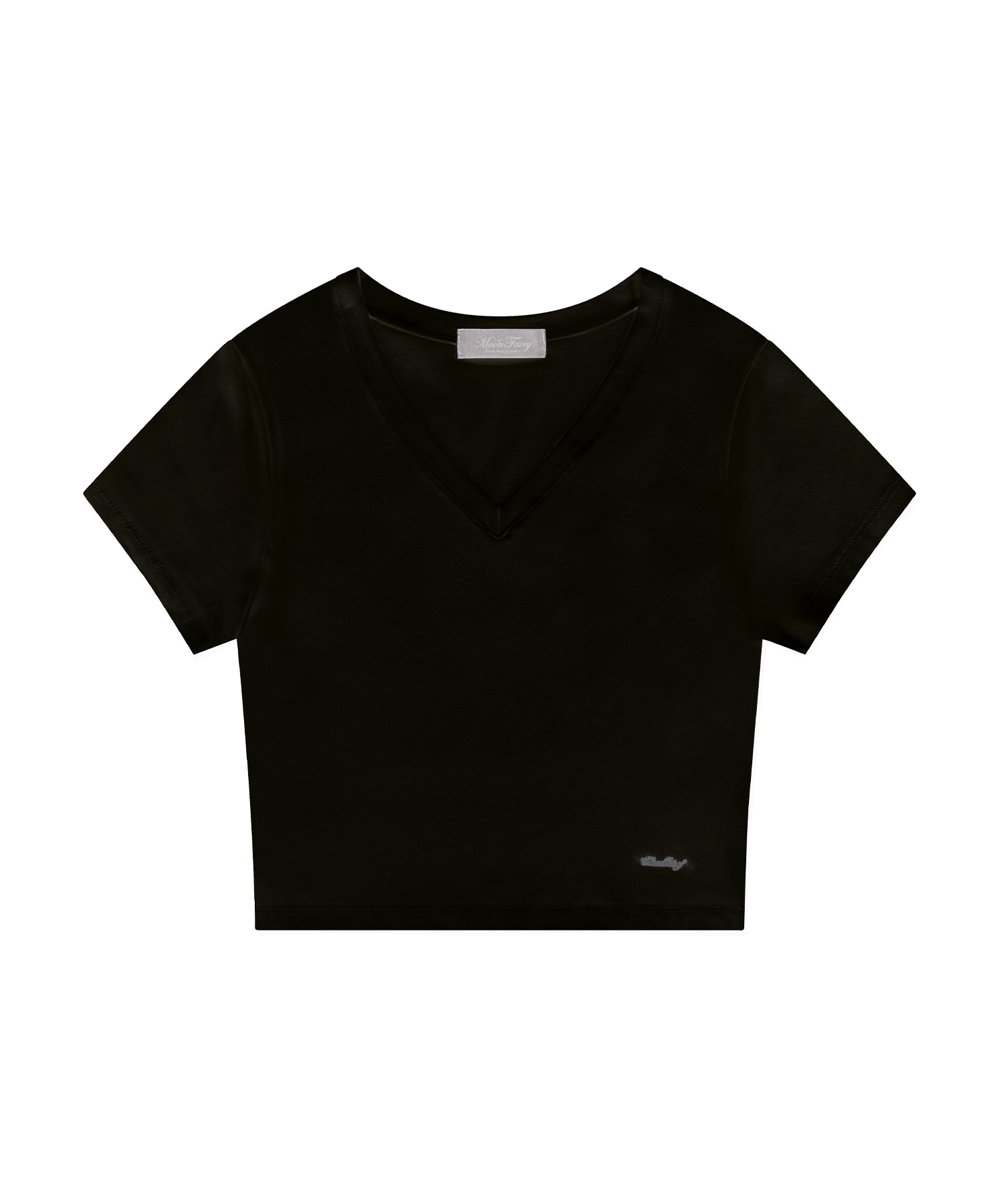 MF CLASSIC V-NECK CROP TEE-BLACK