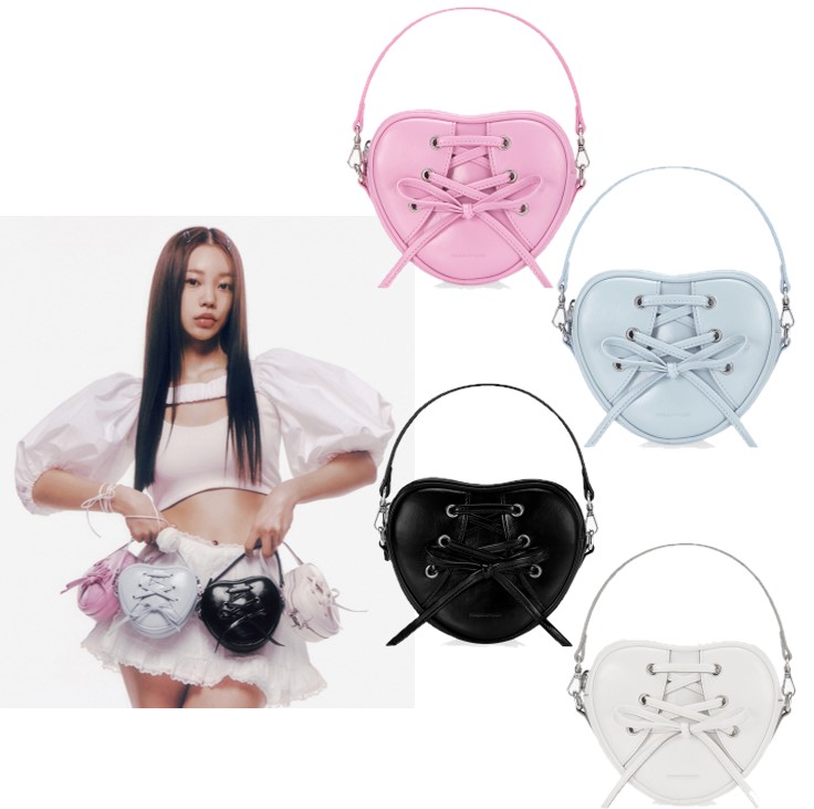 [ RIBBON TIE HEART BAG ]