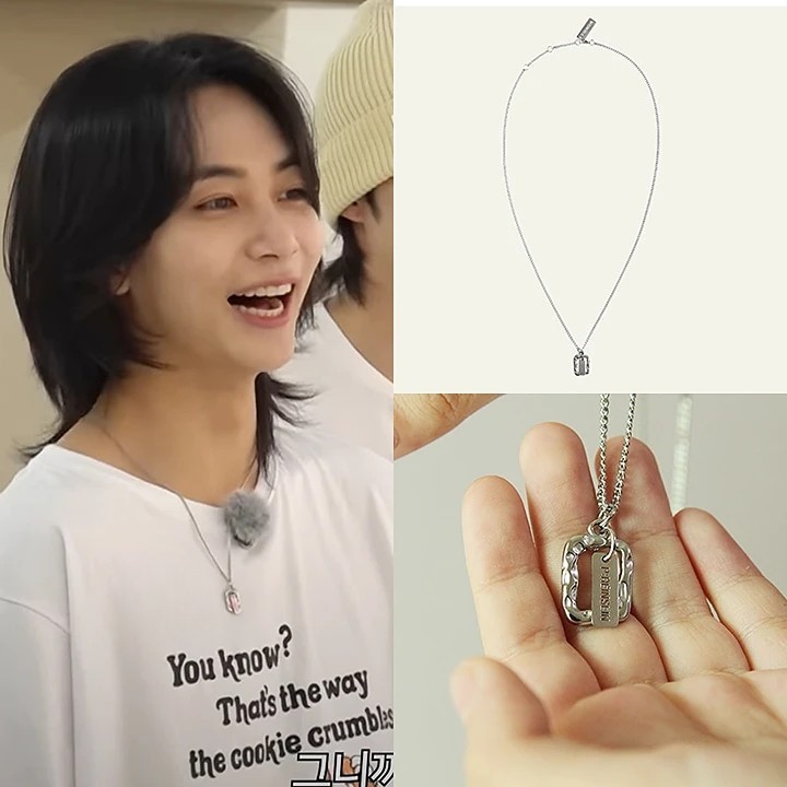 [SEVENTEEN ジョンハン着用]スクエアフレームネックレス 銀色 49cm (+4cm)