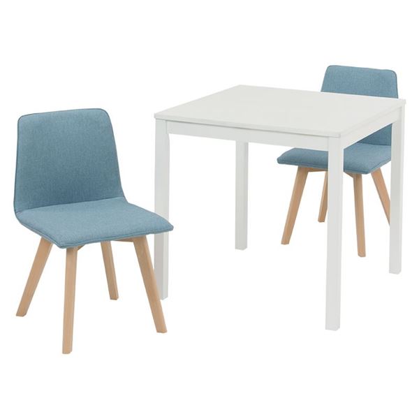 ダイニング 3点セット 約幅75cm ダイニングテーブル ホワイト×1 ダイニングチェア ブルー×2 組立品 リビング