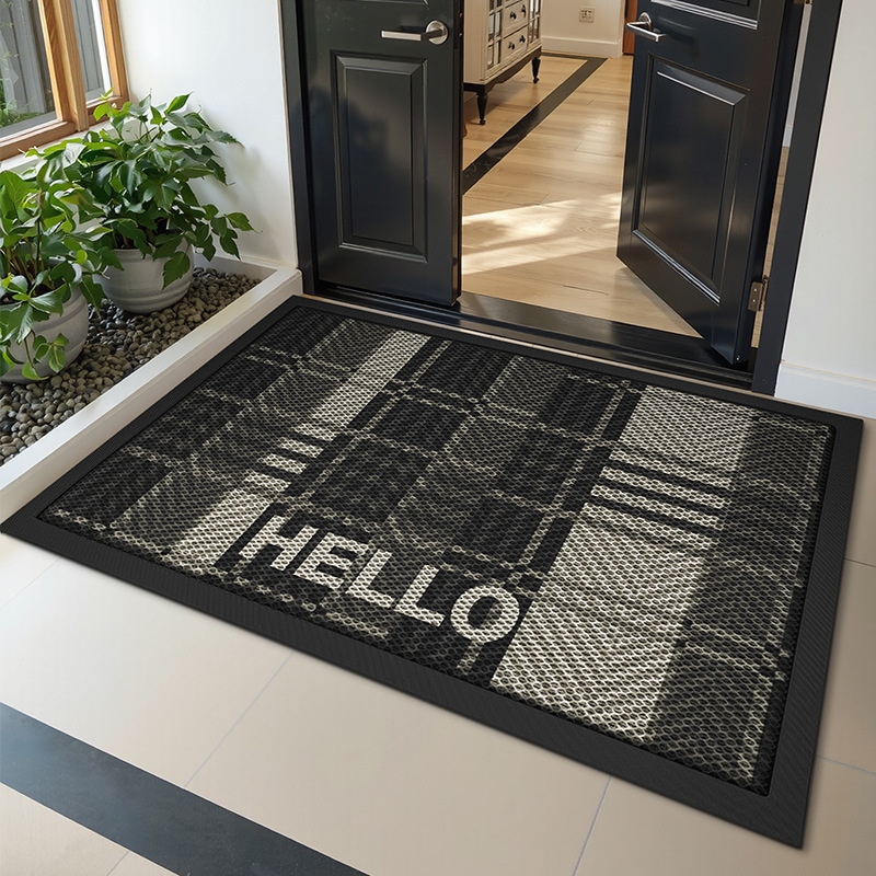 新しいシンプルなストライプエラスティックシルクフロアマットの入り口ドア汚れたフットマットスクレイピングサンドダスト除去アンチスリップマットカーペット