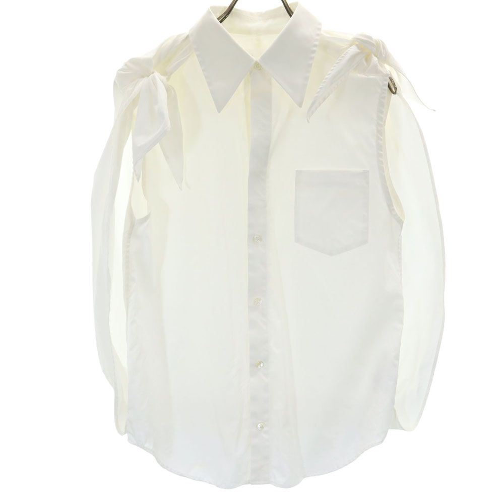 日本製 ノースリーブ バックバルーン シャツ 36 白 レディース