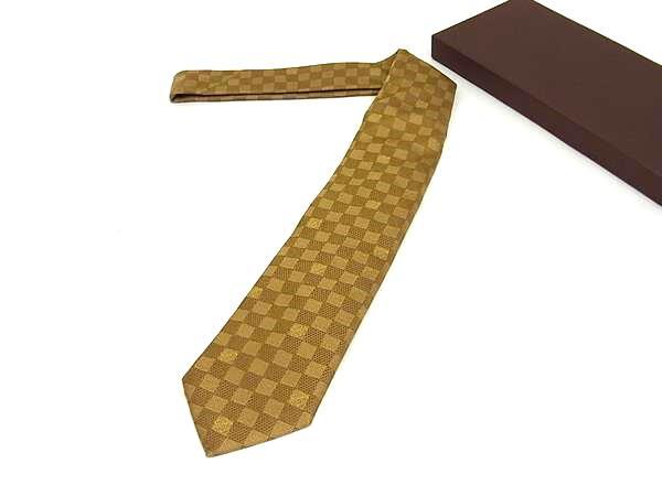 ネクタイ ダミエ シルク100% - イエロー系 ビジネス おしゃれ 結婚式 父の日 フォーマル ブランド ギフト 誕生日プレゼント お祝い ギフト【本物保証】