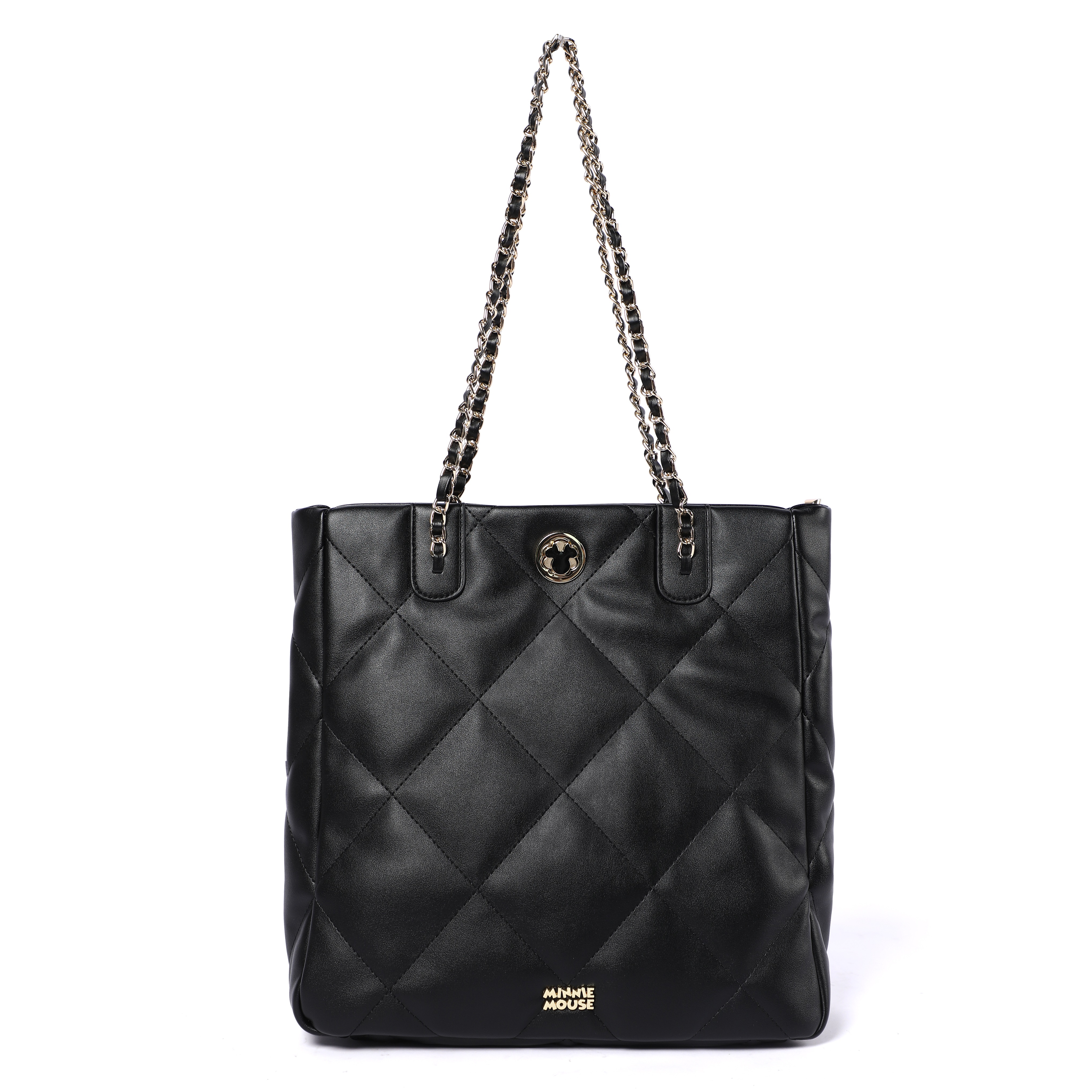 正規ライセンス クラシックなキルティングデザインと刺繍風PUレザー素材のミッキーマウス レザートートバッグ レディース ハンドバッグ 肩掛けバッグ 斜めがけバッグ PUレザー/金属素材 DHF221