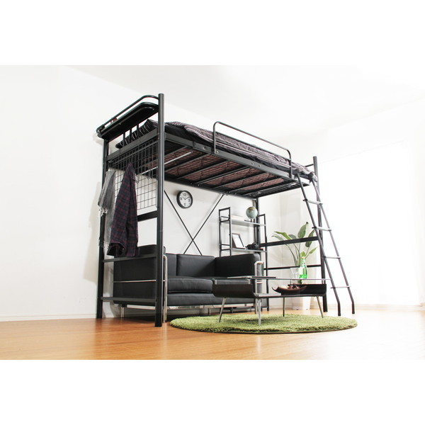 ホームテイスト HT70-94 宮コンセント付き ロフトベッド【ORCHIS-オーキス-】 ブラック メーカー直送