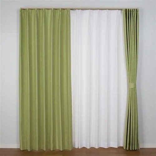 [200×178]カーテンコローレ グリーン1枚入 遮光性あり 遮熱・断熱効果あり 形状記憶加工 ウォッシャブル