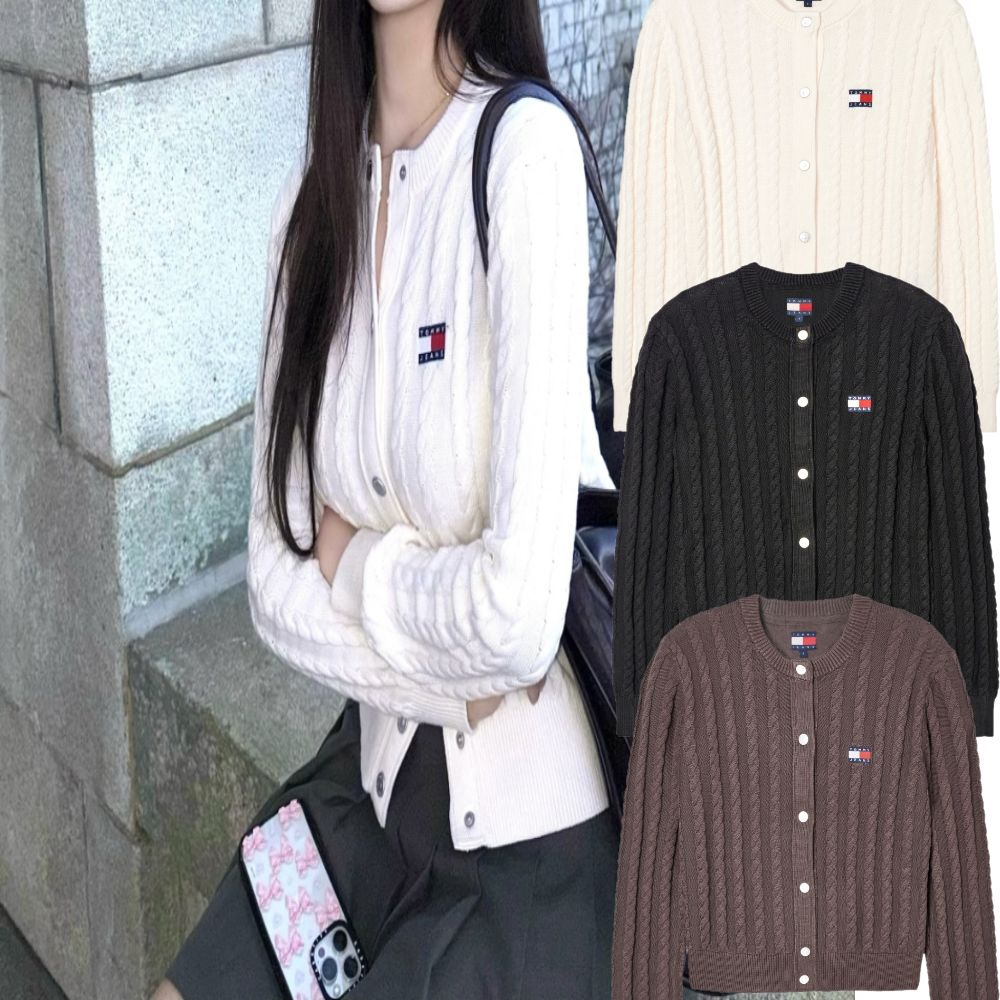 TOMMY JEANS/ケーブルカーディガン/T32G0KCD10TWT2