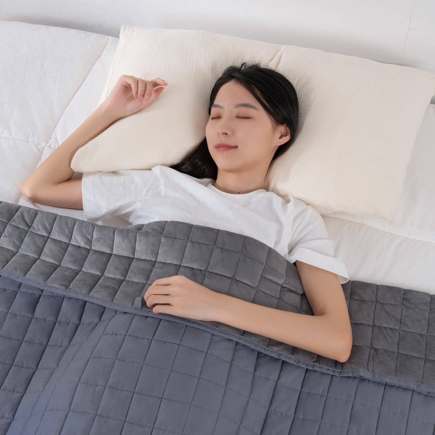 Marine Moon ウェイトブランケット 加重ブランケット 重い布団 夏冬兼用 両面素材 あったかい ベロア生地 肌にやさしい 綿100％生地 重い毛布 シングル 150×210cm 7kg ラト