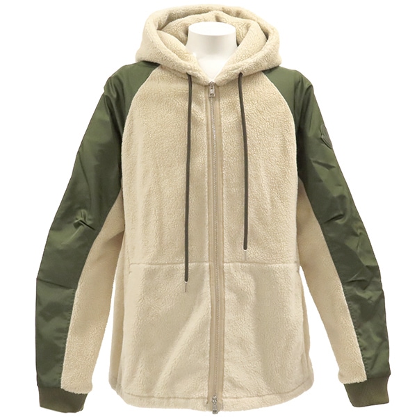モンクレール アウター マグリア カーディガン フェイクファー ナイロン ベージュ×カーキ XXXL シルバー金具 ボア ジャケット ブルゾン ジップ パーカー 白 G20918G00014【中古】