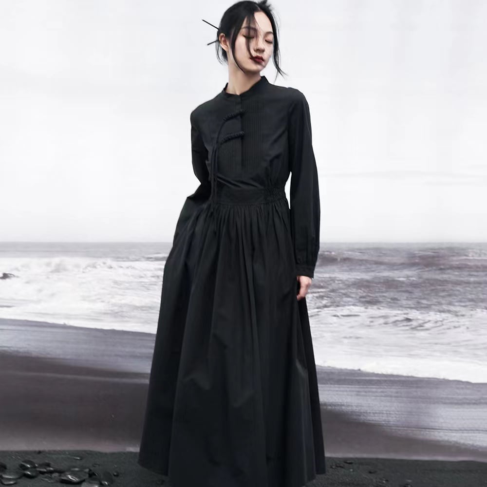 演出衣装 TV衣装 ステージ衣装 個性ワンピース ブラック エレガント デザイン 結び目ボタン