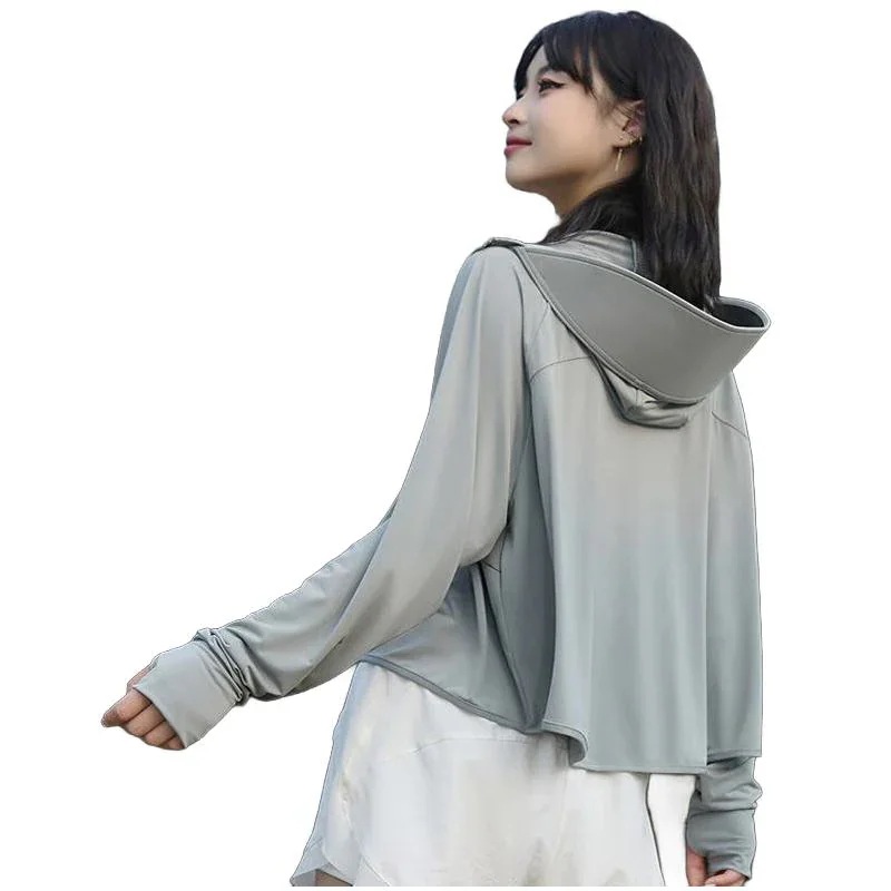 フリーサイズ日焼け止め服シャツ女性連帽ケープ黒ゴムつば通気薄手アイスシルクオリーブグリーン黒ゴムつばフリーサイズ