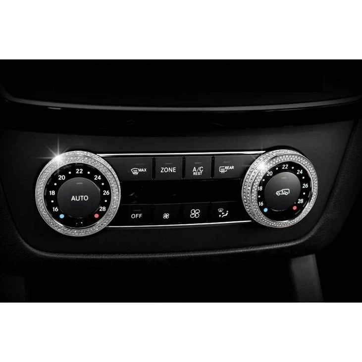 メルセデスベンツ エアコン 調整ダイヤル デコレーション リング カバー クリスタルシルバー ステッカー ベンツ