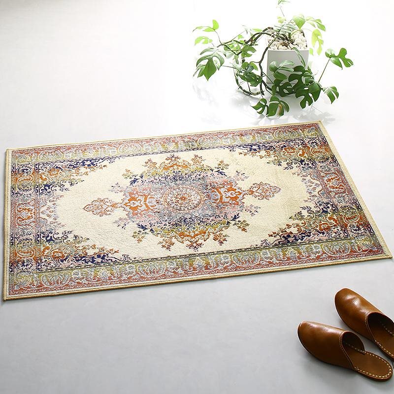 ベルギー製 モケット織 リゾート風クラシックデザインラグ [Anneke]アンネケ 高密度 67x110cm グレースレインボー