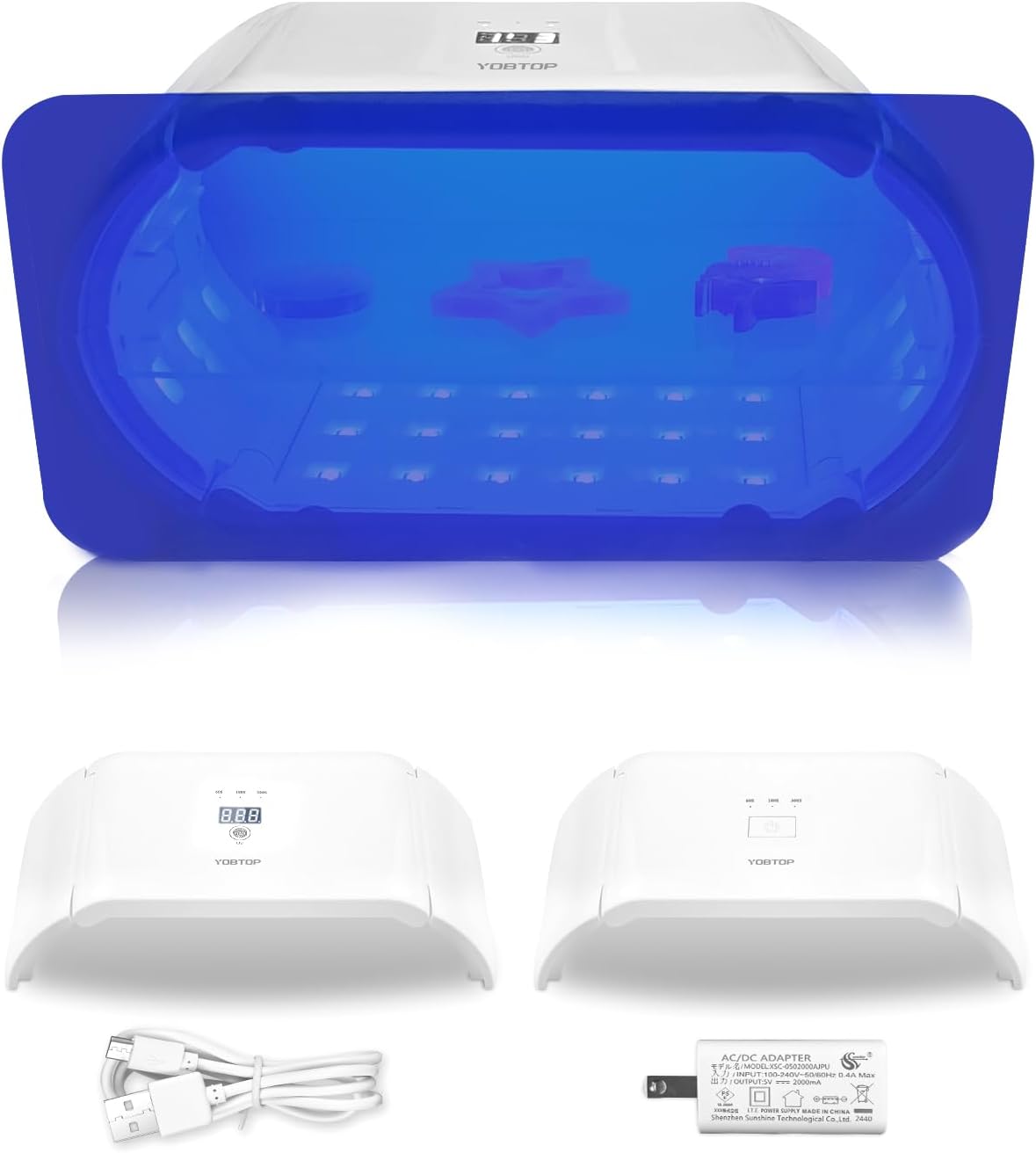 YOBTOP【最新2025】UVライト 2in1 両面照射 360度光源 48W 長時間タイマー設定（60秒～600秒） 48個LED デジタル表示 UVライト レジン用 DIYクラフト 分離可能 5,168円