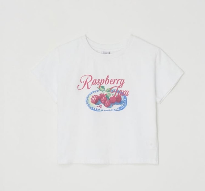 RASPBERRY JAM CROP T SHIRT WHITE