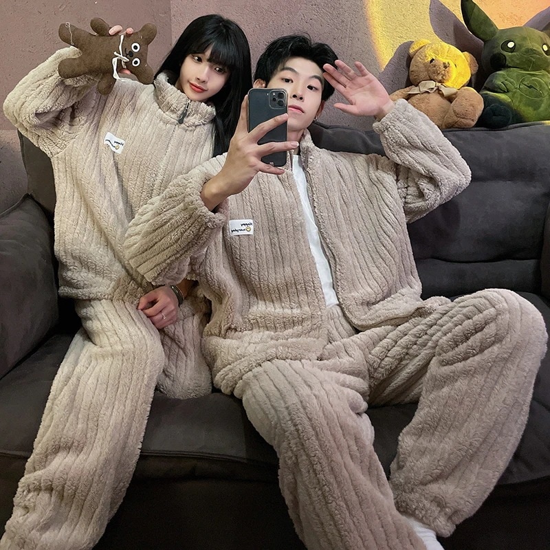 マタニティーパジャマモコモコルームウェアレディース冬長袖パジャママタニティーパジャマ暖かいフランネル可愛い厚パジャマ母