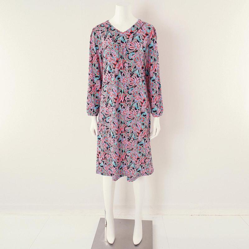 モーダルペイズリー捺染女性ガウン女子ワンピースパジャマSWGN358WSG