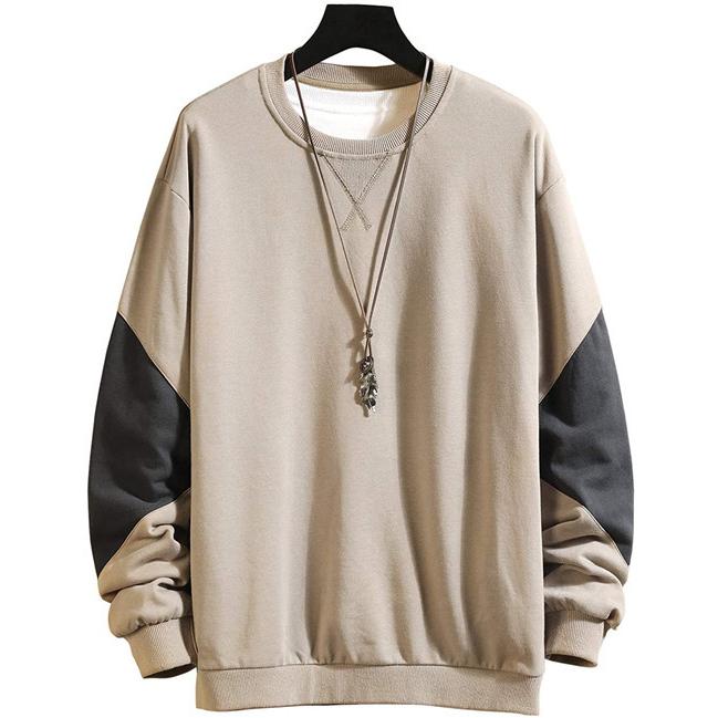 ベラバント メンズパーカー秋服 おしゃれトレーナー 丸首メンズ 長袖 tシャツ大きいサイズ 切り替え ゆったり ファッション YG-DS476