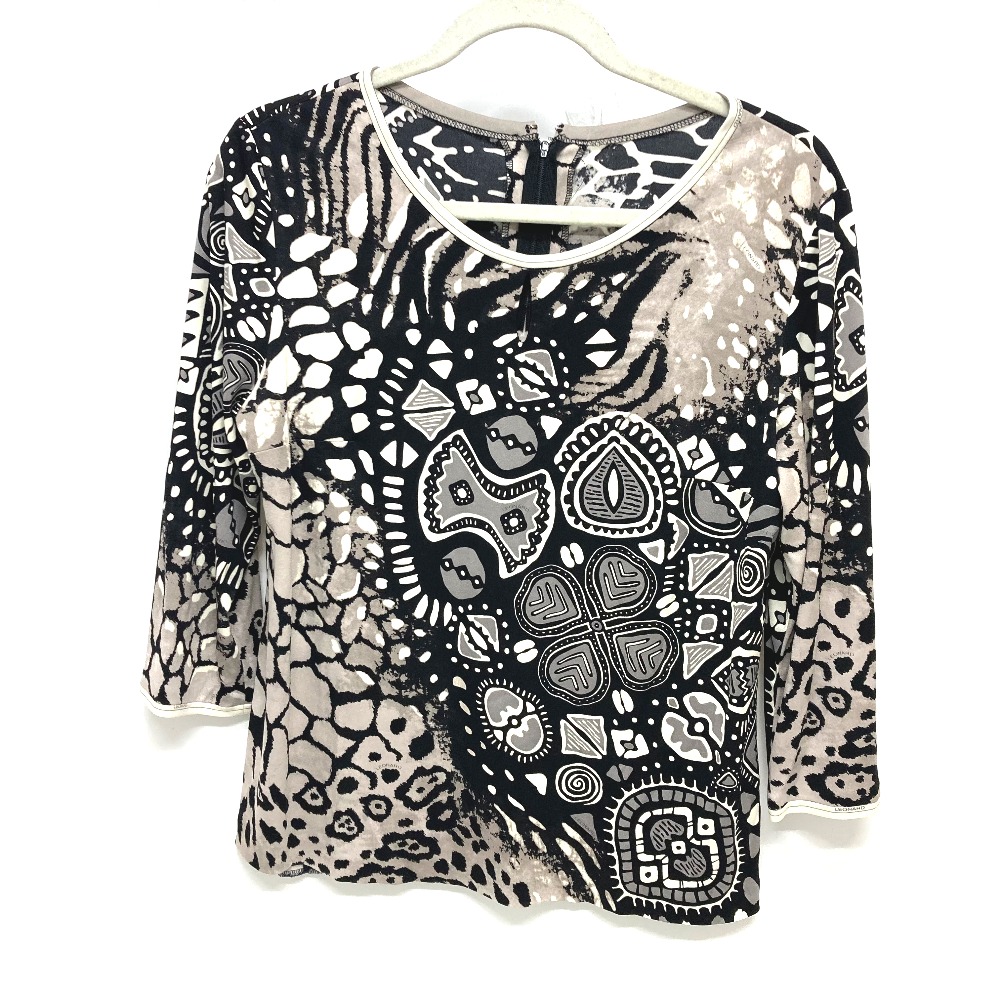 LEONARD レオナール 長袖シャツ カットソー 総柄 長袖 シャツ 長袖シャツ アパレル コットン ブラック