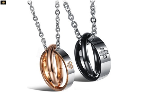 安心国内発送送料無料(^o^)／ステンレス ペアネックレス　カップルネックレス チタンペンダントネックレス お互いの愛情の絆　gx828