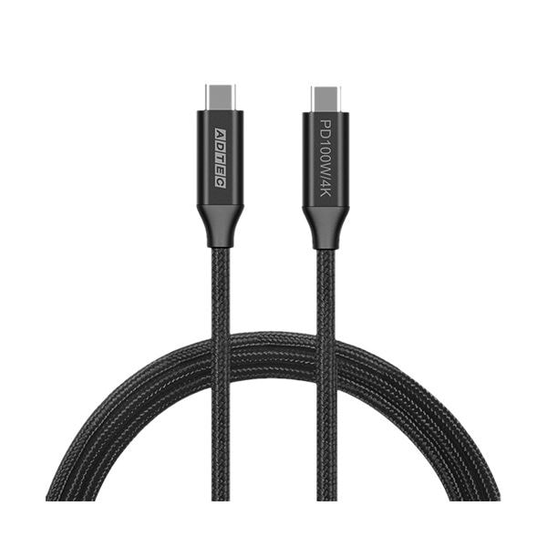 （まとめ） アドテックType-C to C ケーブル （4K・PD100W／10Gbps） 1.5m ブラック APC-V1510CC-4KU3G2-B1本 (×3セット)