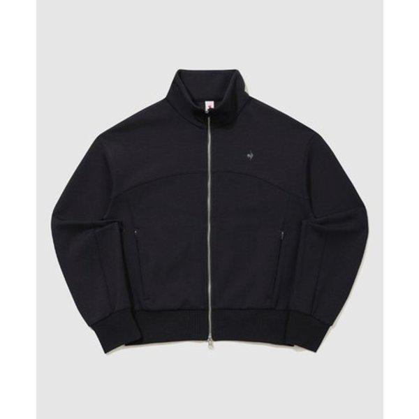 女性モダールダブルテンションルーズフィットハイネックジップアップB1 QQ322OFT81 BLK OAT