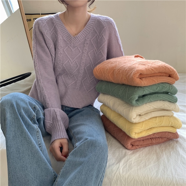 トップス ブラウス カットソー ニットソー セーター 袖あり 長袖 Vネック ふわふわ リブ ケーブルニット 編み込み ニット 大人可愛い きれいめ シンプル 大人 上品 おしゃれ お洒落 大人女子 5,378円