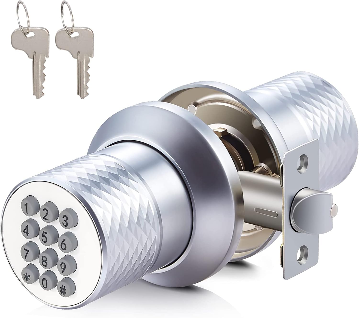 uyoyous デジタルドアノブ 電子キーパッド付き スマートロック デジタルドアロック 暗号化機能 デジタルコードロック バックアップメカニカルキー 自動ロックとUSB緊急電源充電ポート 取り付けが