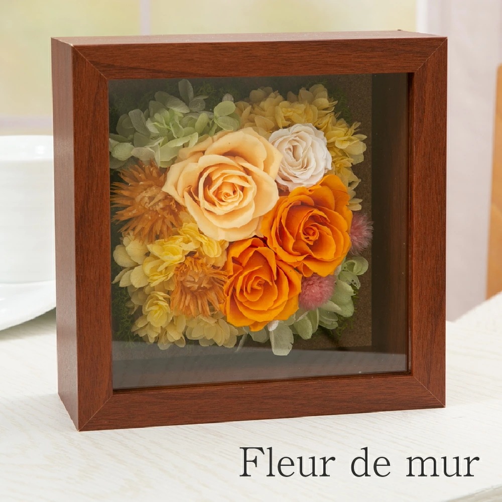 プリザーブドフラワー フレーム ギフト【fleur de mur フルール・ドゥ・ミュール】敬老の日 プレゼント ラッピング 退職祝い 卒業祝い 結婚祝い 結婚記念日 誕生日 開店祝い 開業祝い 新築