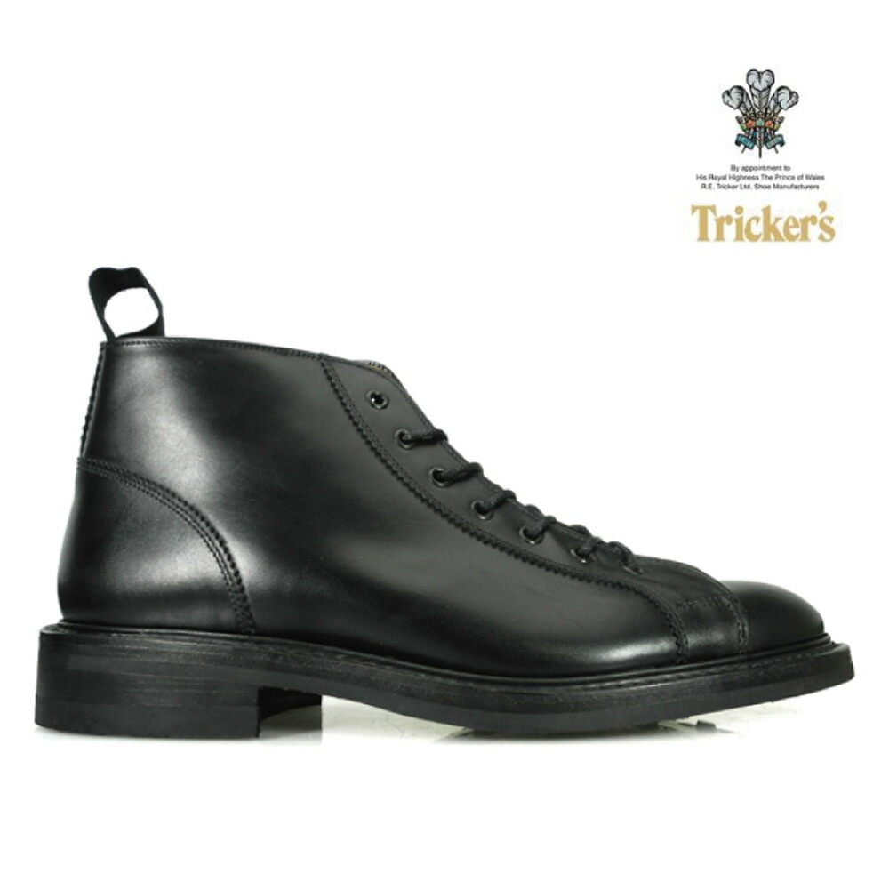 トリッカーズ ブーツ メンズ モンキーブーツ ダイナイトソール ７ホールブーツ ブラック ボックス カーフ TRICKER S M6077[m6077-black]