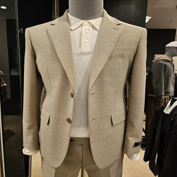 ライトベージュ ウールモ職組織感スーツ(CGS53C217)