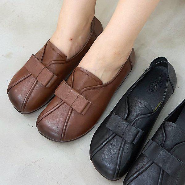 革リボン 女性 レディース フラットローファー 3cm smp335_P375532380