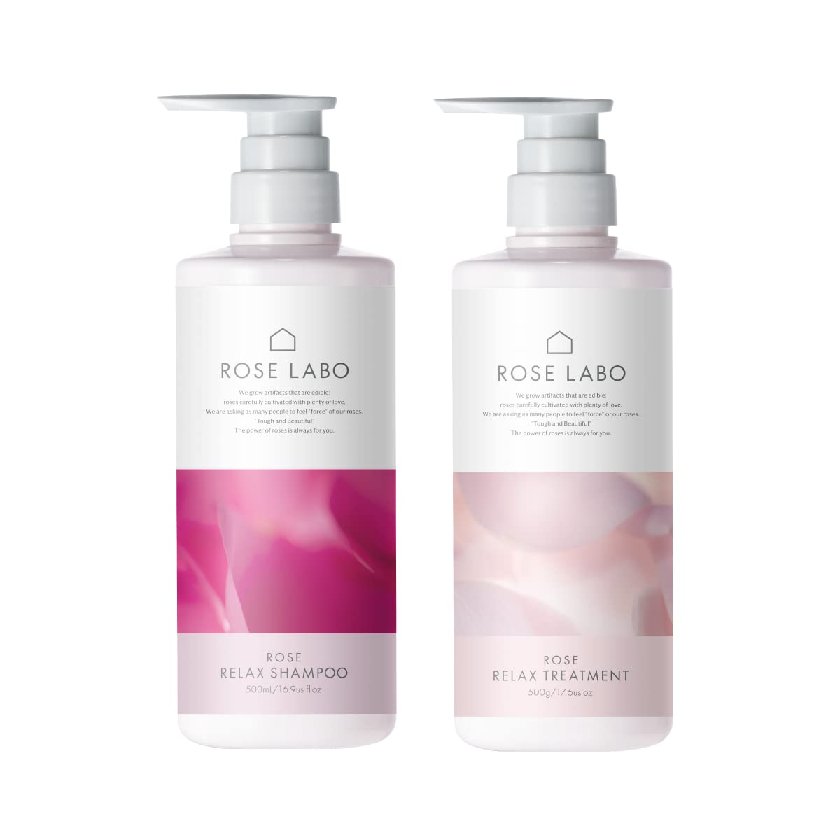 ROSE LABO (ローズラボ) ローズ リラックス シャンプー & トリートメント (各500ml / ローズの香り/セット)ノンシリコン 日本製 (アミノ酸/弱酸性/しっとり) 約2か月分 女性