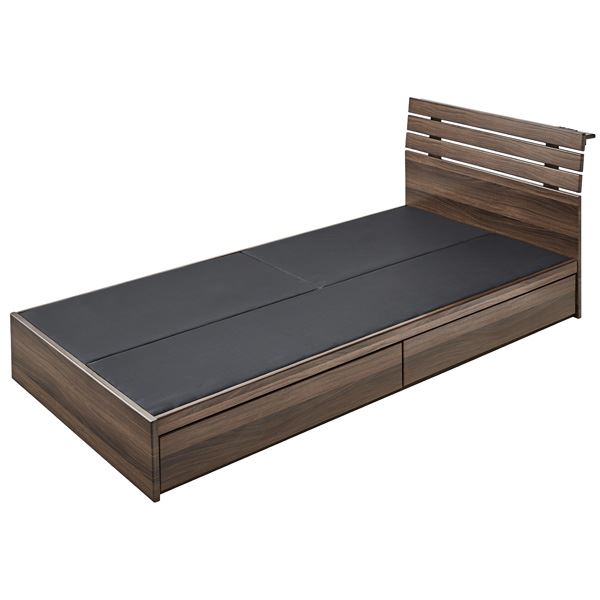 引き出し付きベッド 約W99xD207xH75cm ブラウン 組立品 マットレス別売