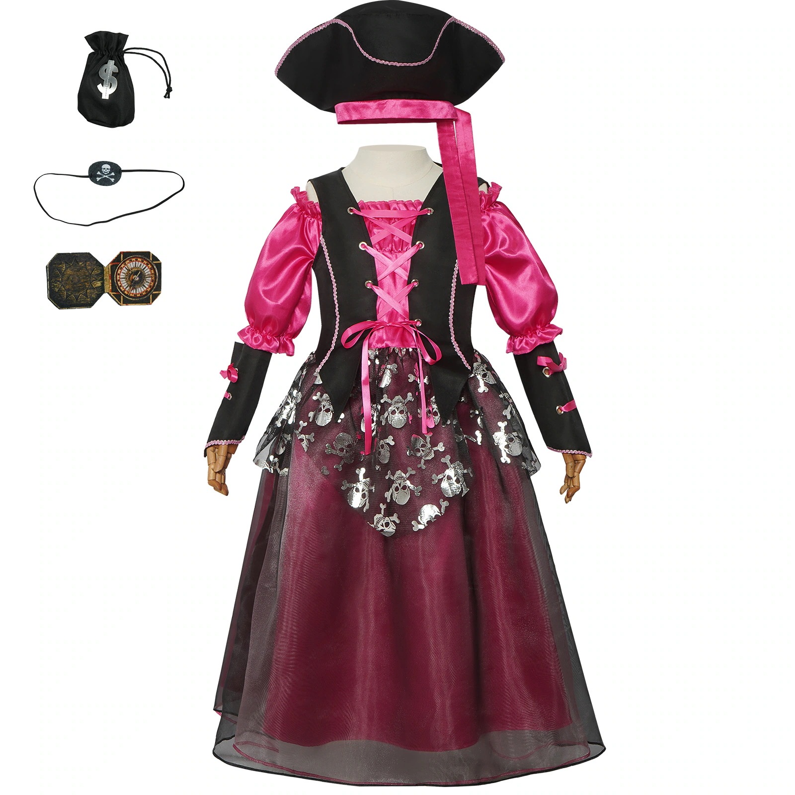 【最安値挑戦】海賊ピンク女子王女スカートは帽子cos服ハロウィン子供コスプレコスプレ服を持ちます