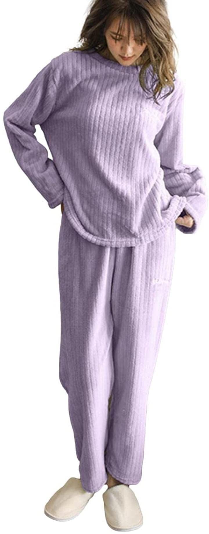 上下 セット もこもこ ルームウェア レディース パジャマ おしゃれ 暖かい 部屋着(パープル, Free Size) 5,180円