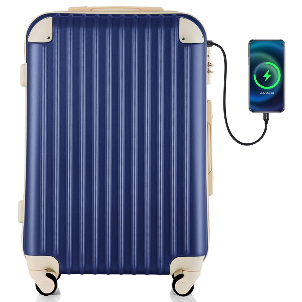 【国内発送】656スーツケース Lサイズ USB充電ポート付きカップホルダー付きキャリーバッグ キャリーケース 7日-14日 大型 TSAロック