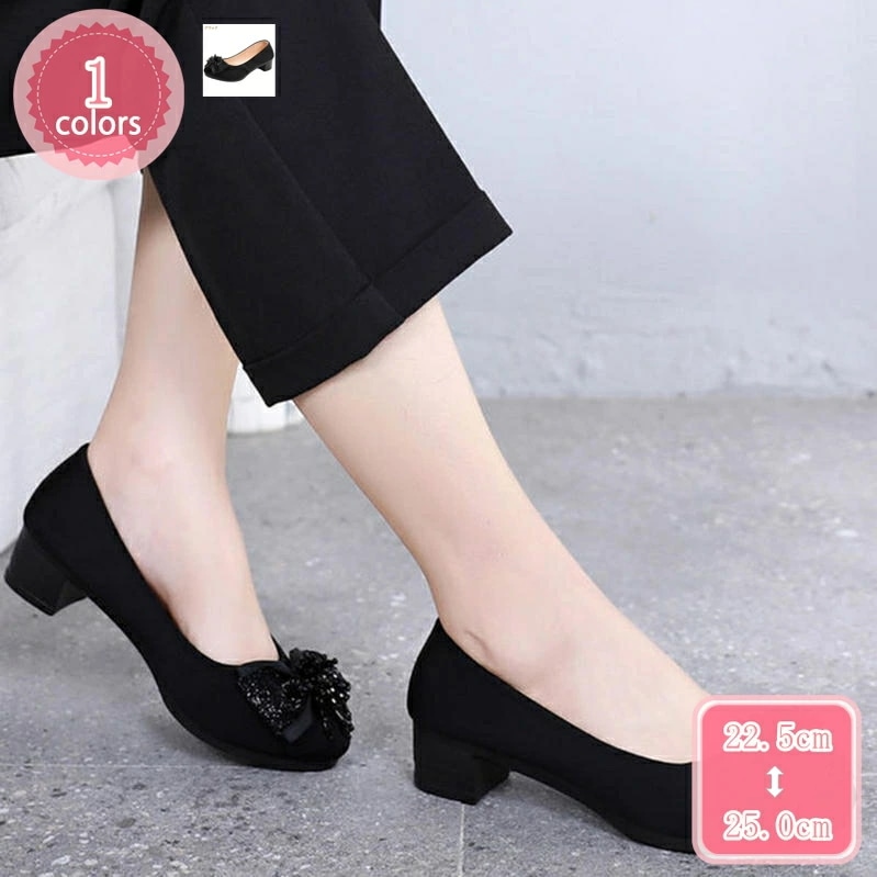 1000円OFFクーポン 入園式 走れるパンプス 痛くない パンプス 靴 レディース ローヒール パンプス 黒 スムース調 歩きやすいパンプス ヒール3cm おしゃれ 太ヒール 美脚パンプス 仕事 オ