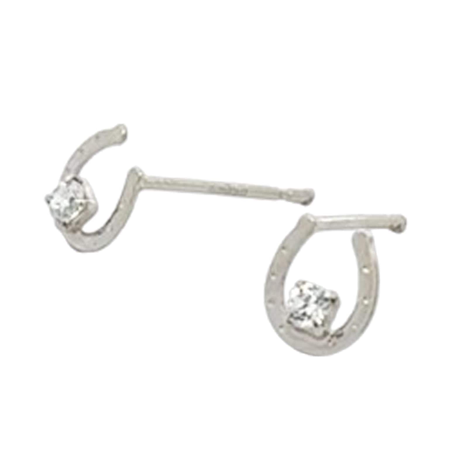 キュービックジルコニア 馬蹄モチーフピアス K10ホワイトゴールド