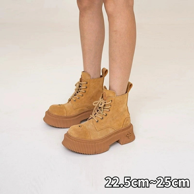 レディース マーチンブーツ イエローブーツ ワークブーツ ローヒール5cm レディース マウンテンブーツ チャッカブーツ 大きいサイズ ワークブーツ カジュアル 22.5cm25cm