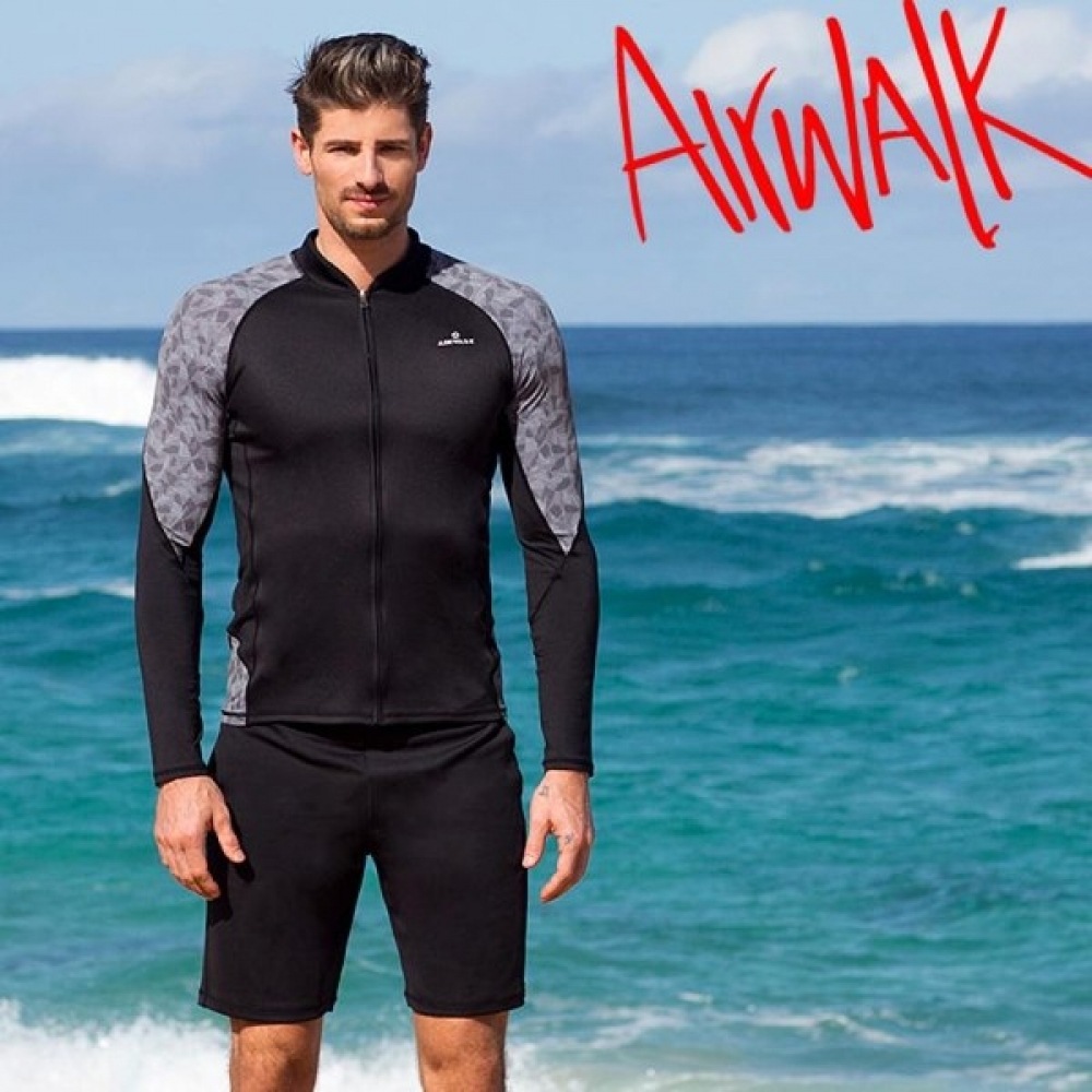 (エアワーク) エアワークサーフメンズラッシュガードセットジップアップ+トランク YAWE5041_BK+YAWE0905_BK