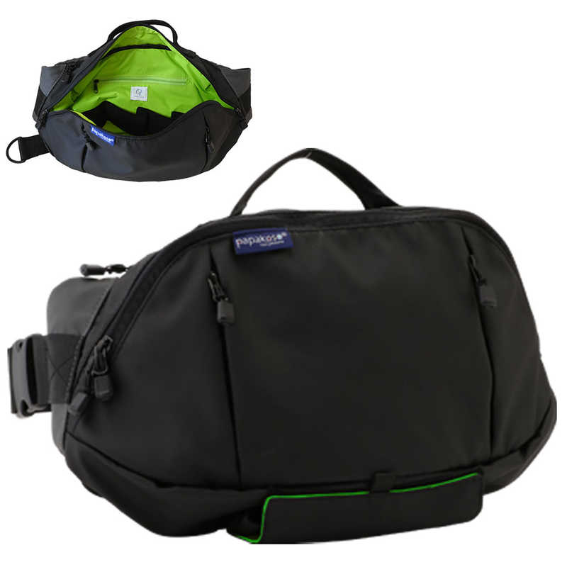 ワンスレッド　papakoso(パパコソ)パパ＆ママ140人と考えた理想のパパバッグ「だっこモデル＋SG」ブラック×グリーン papakoso　PK-101-GR