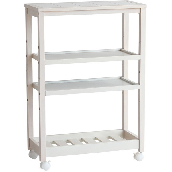 市場株式会社 W-3348WH Soup Slim Wagon 4段 ホワイト [キッチンワゴン] メーカー直送