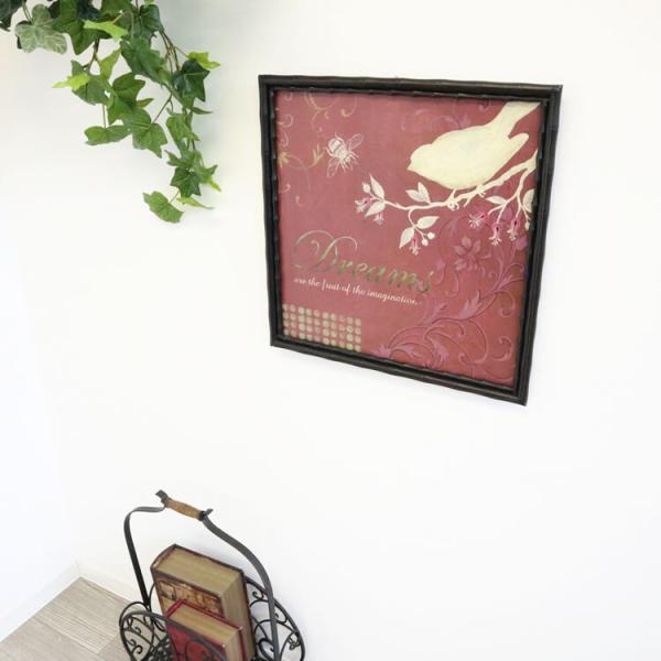 インテリアパネル アートフレーム 飾り アンティーク 鳥 ウォールデコレーション アイアン ボタニカル 440x440mm