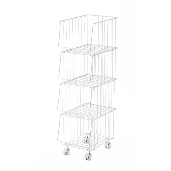 スタッキングワゴン 4段 約W26.5xD37.5xH95cm ホワイト 組立品