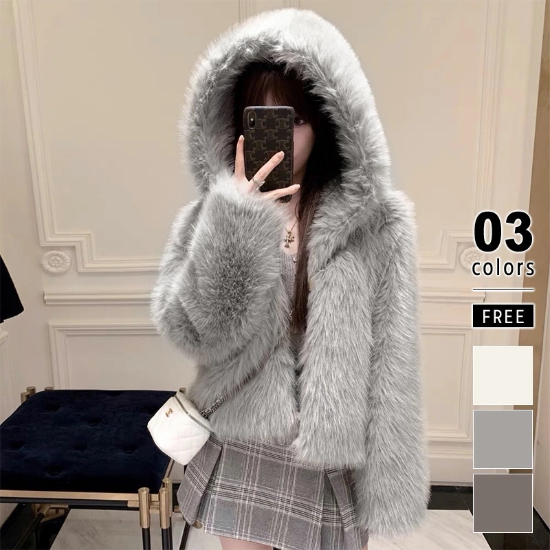 ファーコート ふわふわ シャギー ショート ブルゾン フード付き レディース モコモコ ファー コート シャギーコート フェイクファー ショート丈 アウター 暖かい もこもこ ボア 軽い お