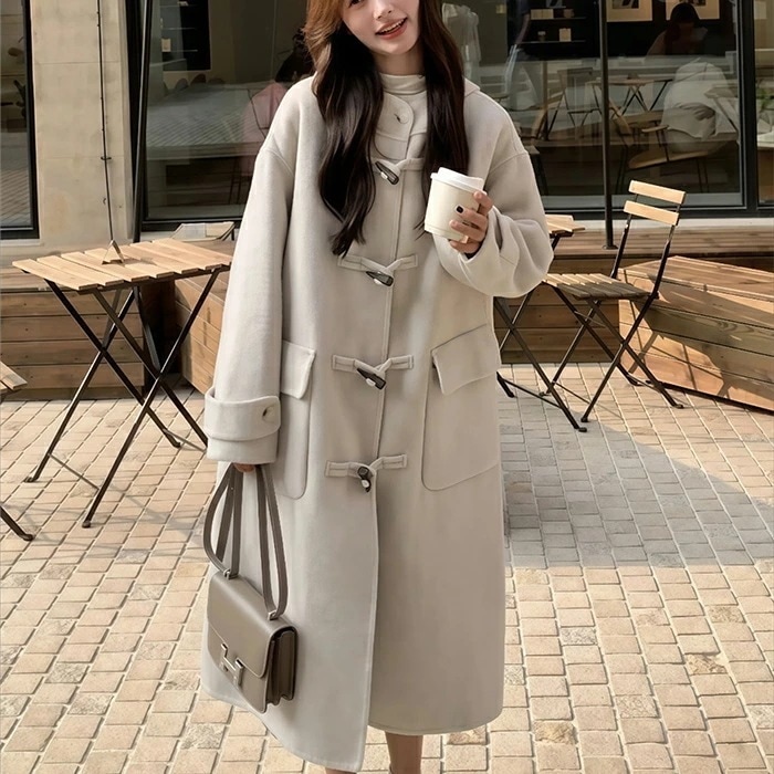 ダッフルコート ダブルフェイス 学生 ウール スクールコート 女子 レディース 冬 制服 ロング コート ウールコート 厚手 高校生 中学生 ロングコート フード付き アウター 暖かい プレゼント