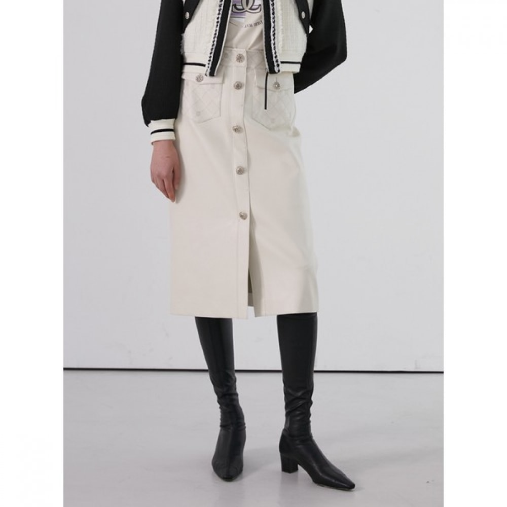 [エゴイスト] エコレザーキルトミディスカート EN1WS162