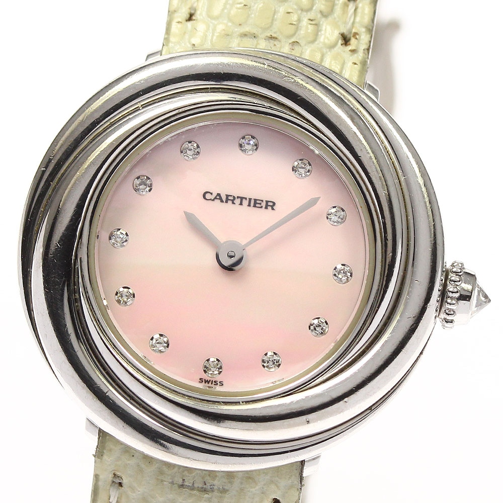 カルティエ CARTIER WG200846 マスト トリニティ K18WG 12Pダイヤ クォーツ レディース 保証書付き_740540【中古】